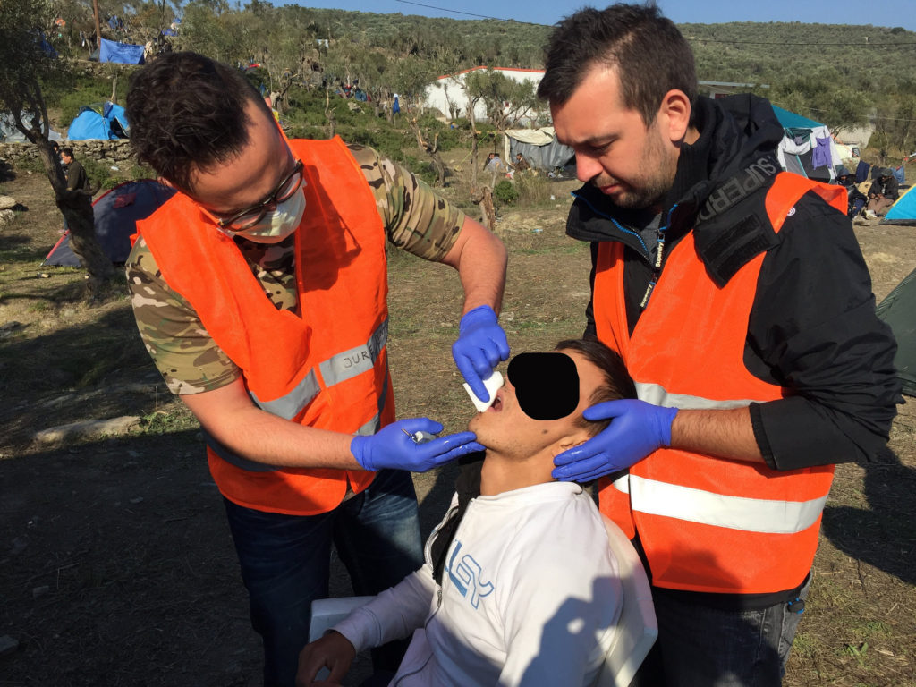 Dentist at work at Moria Camp